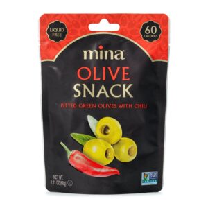 2.11 oz Olive Snack, Pitted Green with Chili