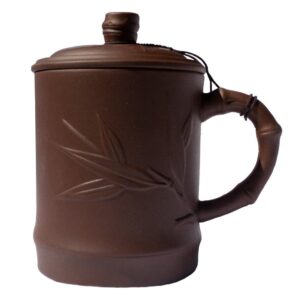 Yi Xing Clay Mug - Embossed Bamboo - Dark Brown