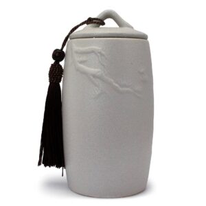 White Embossed Ceramic Tea Canister