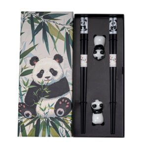 Panda Cat 2 Pair Chopsticks and Chopsticks Rests Gift Set (1/80)