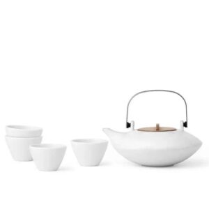 Pure™ Porcelain Teapot w/ Infuser & Teacups - Set of 5