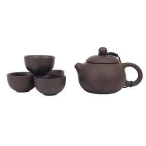 Zisha Clay Kung Fu Tea Set 7oz Tea Pot with 4 Cups (1/36)