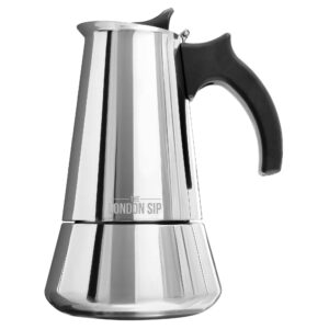 London Sip Stainless Steel Espresso Maker 3-cup, Silver