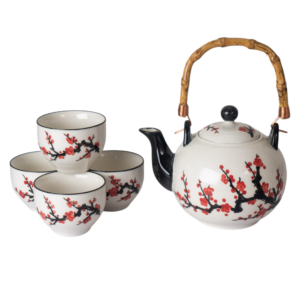Cherry Blossoms Tea Set 30 oz Tea Pot with 4 Cups (1/8)